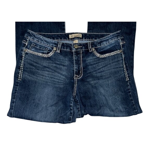 Nine West Vintage America Womens Dark Wash Embellished Jeans 12/31 Mid-Rise Boot - Picture 12 of 13